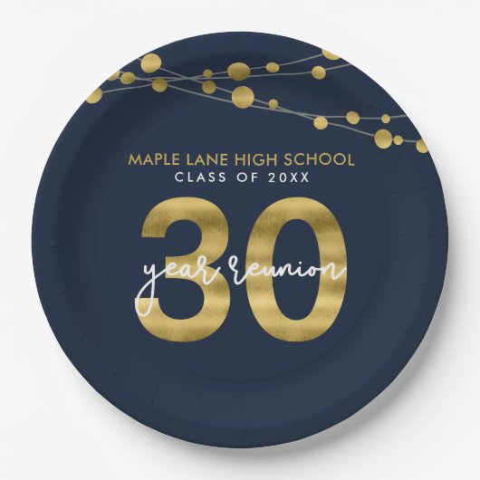 30年クラスの青い文字列懇親会 ペーパープレート (正面)