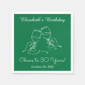 30年モダン間のグリーン応援誕生日ナプキンス スタンダードカクテルナプキン (正面)