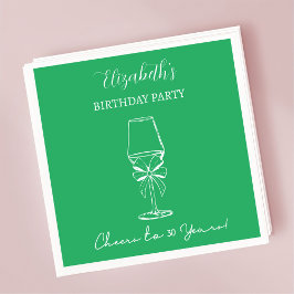 30年モダン間のグリーン応援誕生日ナプキンス スタンダードカクテルナプキン