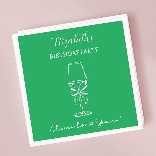 30年モダン間のグリーン応援誕生日ナプキンス スタンダードカクテルナプキン