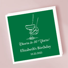 30年モダン間のグリーン応援誕生日ナプキンス スタンダードカクテルナプキン