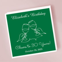 30年モダン間のグリーン応援誕生日ナプキンス