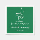 30年モダン間のグリーン応援誕生日ナプキンス スタンダードカクテルナプキン (正面)