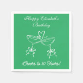 30年モダン間のグリーン応援誕生日ナプキンス スタンダードカクテルナプキン (正面)
