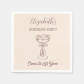 30年モダン間のベージュ応援誕生日ナプキンス スタンダードカクテルナプキン (正面)