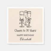 30年モダン間のベージュ応援誕生日ナプキンス スタンダードカクテルナプキン (正面)