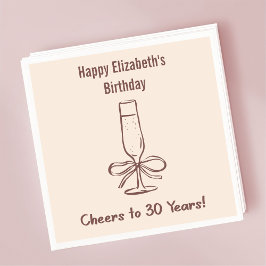 30年モダン間のベージュ応援誕生日ナプキンス スタンダードカクテルナプキン