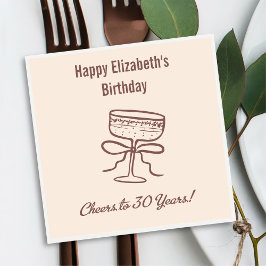 30年モダン間のベージュ応援誕生日ナプキンス スタンダードカクテルナプキン