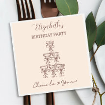 30年モダン間のベージュ応援誕生日ナプキンス