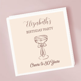 30年モダン間のベージュ応援誕生日ナプキンス スタンダードカクテルナプキン