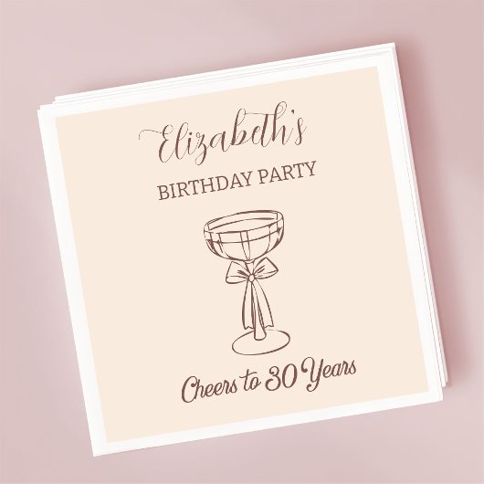 30年モダン間のベージュ応援誕生日ナプキンス スタンダードカクテルナプキン