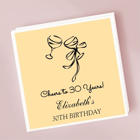 30年モダン間のベージュ応援誕生日ナプキンス スタンダードカクテルナプキン