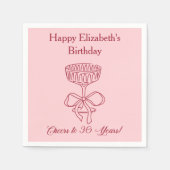 30年モダン間の赤&ピンク応援誕生日ナプキン スタンダードカクテルナプキン (正面)