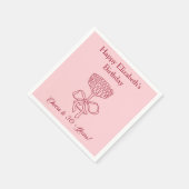 30年モダン間の赤&ピンク応援誕生日ナプキン スタンダードカクテルナプキン (角)