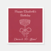 30年モダン間の赤&ピンク応援誕生日ナプキン スタンダードカクテルナプキン (正面)