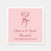 30年モダン間の赤&ピンク応援誕生日ナプキン スタンダードカクテルナプキン (正面)