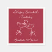 30年モダン間の赤&ピンク応援誕生日ナプキン スタンダードカクテルナプキン (正面)