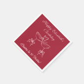 30年モダン間の赤&ピンク応援誕生日ナプキン スタンダードカクテルナプキン (角)