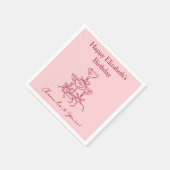 30年モダン間の赤&ピンク応援誕生日ナプキン スタンダードカクテルナプキン (角)