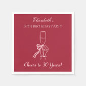 30年モダン間の赤&ピンク応援誕生日ナプキン スタンダードカクテルナプキン (正面)