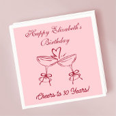 30年モダン間の赤&ピンク応援誕生日ナプキン スタンダードカクテルナプキン