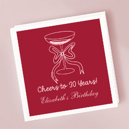30年モダン間の赤&ピンク応援誕生日ナプキン スタンダードカクテルナプキン