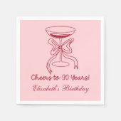 30年モダン間の赤&ピンク応援誕生日ナプキン スタンダードカクテルナプキン (正面)