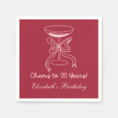 30年モダン間の赤&ピンク応援誕生日ナプキン スタンダードカクテルナプキン (正面)