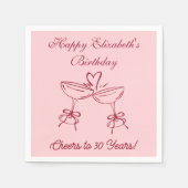 30年モダン間の赤&ピンク応援誕生日ナプキン スタンダードカクテルナプキン (正面)