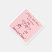 30年モダン間の赤&ピンク応援誕生日ナプキン スタンダードカクテルナプキン (角)