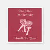 30年モダン間の赤&ピンク応援誕生日ナプキン スタンダードカクテルナプキン (正面)