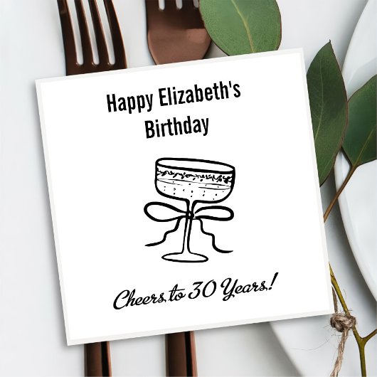 30年モダン間応援誕生日ナプキンス スタンダードカクテルナプキン