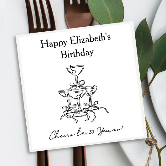 30年モダン間応援誕生日ナプキンス スタンダードカクテルナプキン