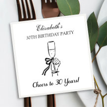 30年モダン間応援誕生日ナプキンス