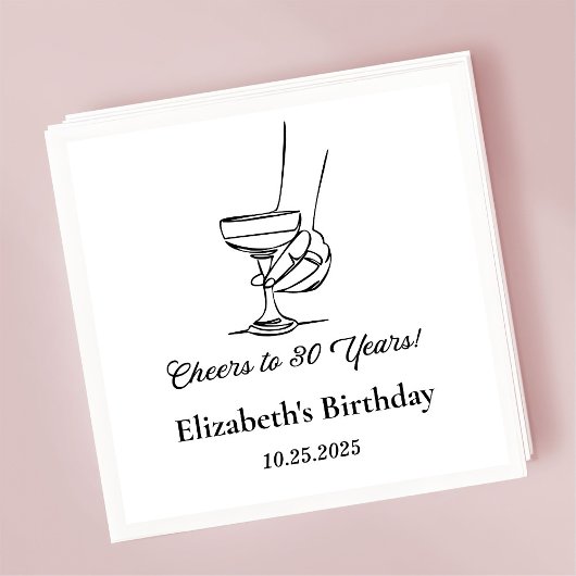 30年モダン間応援誕生日ナプキンス スタンダードカクテルナプキン
