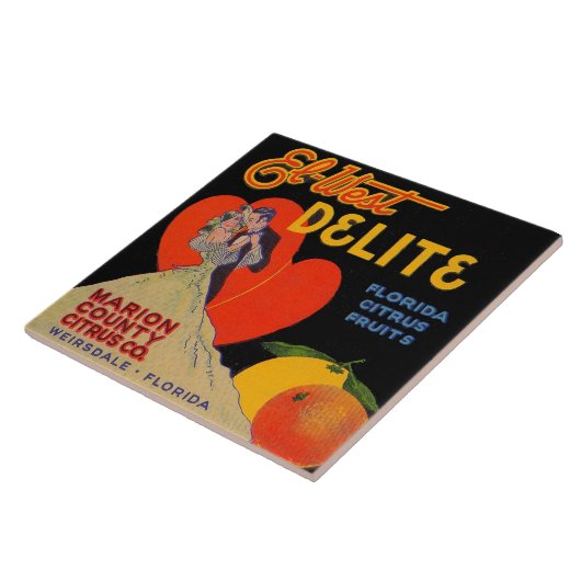 30年代のアール・デコのEl西のDeliteフロリダの柑橘類 タイル (側面)