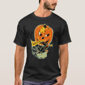 30年代のヴィンテージのハロウィンのカボチャ熱気の気球 Tシャツ (正面)