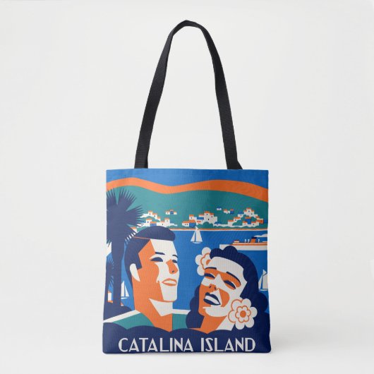 30年代のCatalinaの島の荷物のラベルのデザイン トートバッグ (正面)