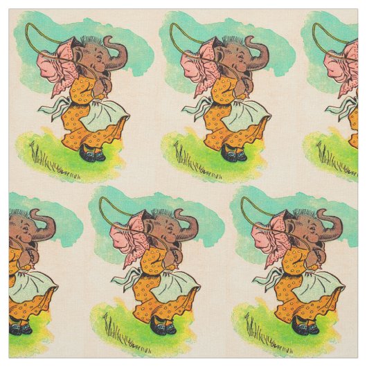 30年代は縄跳びを遊んでいる象に服を着せました ファブリック (見本)