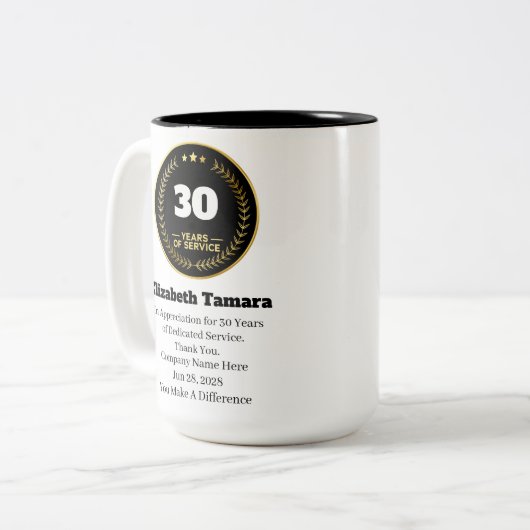30年勤続記念日 |従業員の評価 ツートーンマグカップ (正面左)