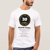 30年勤続記念日 |従業員の評価 Tシャツ (正面)