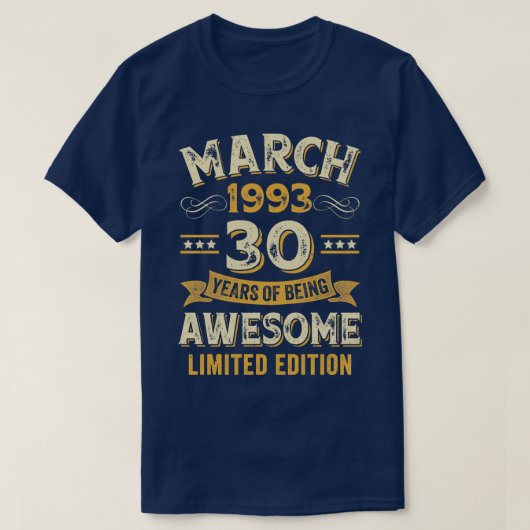 30年素晴らしヴィンテージ1993年3月30日 Tシャツ (デザイン正面)
