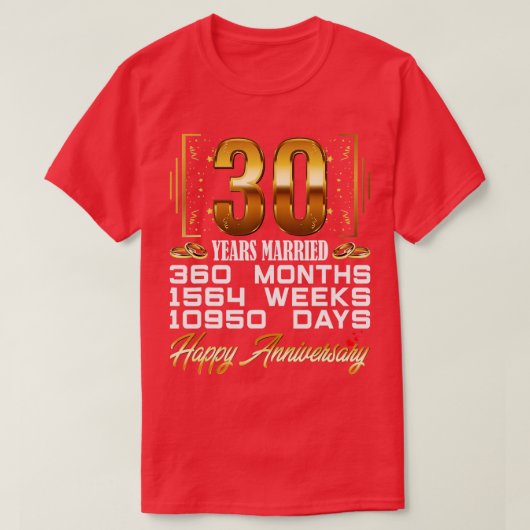 30年結婚したおもしろい30結婚周年 Tシャツ (デザイン正面)