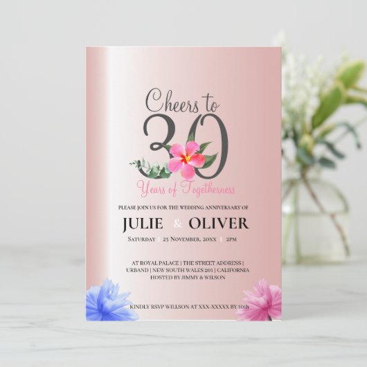 30年結婚記念日招待状フローラ シーズンカード (スタンド正面)