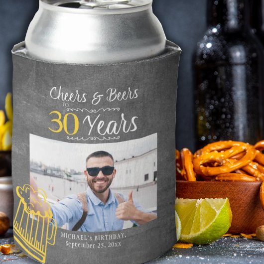 30年間のお祝い!男性の誕生日写真 缶クーラー