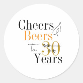 30年間の退職お祝いチェアーズ＆ビアーズミニマルパーティー ラウンドシール