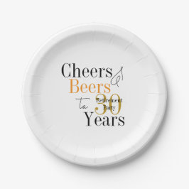 30年間の退職お祝い乾杯とビールミニマルパーティー ペーパープレート