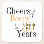 30年間の退職お祝い乾杯ビールミニマルパーティー スクエアペーパーコースター (正面)