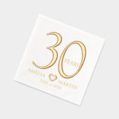 30年30周年結婚の名前の日付ハート 箔ナプキン (左)