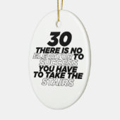 30成功へのエレベーターがない誕生日 セラミックオーナメント (左)